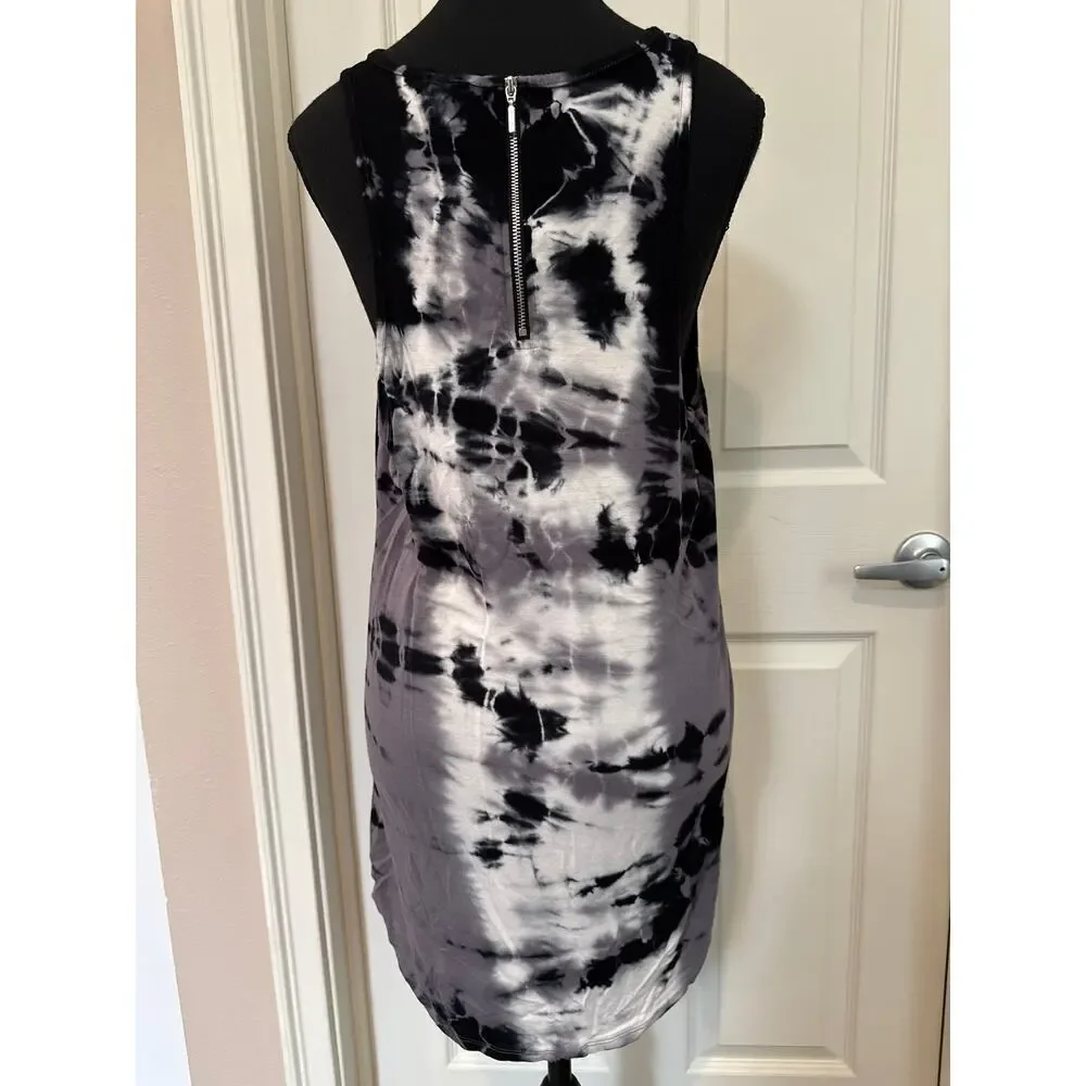 Mossimo Black Tie Dye Graphic  Sleeveless dress with exposed back zipper Sz L